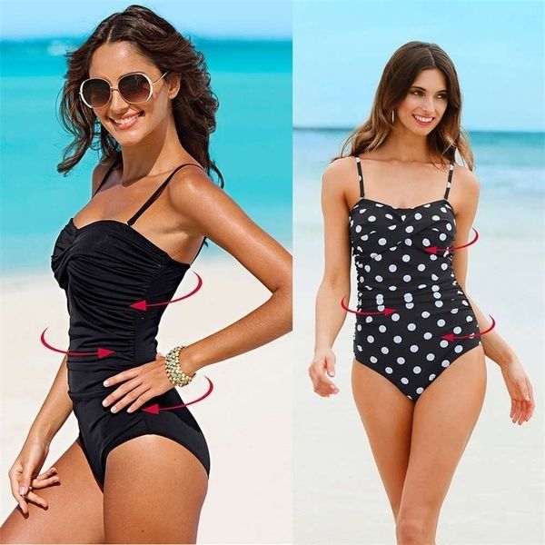 

swimsuit plus size swimwear women print solid swimwear vintage retro bathing suits monokini swimsuit 4xl y200824, White;black