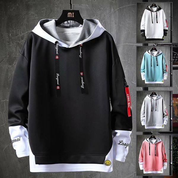 

spring autumn men s hoodie harajuku fashion korean streetwear sweatshirt casual clothing trend long sleeve hoodies 220715, Black