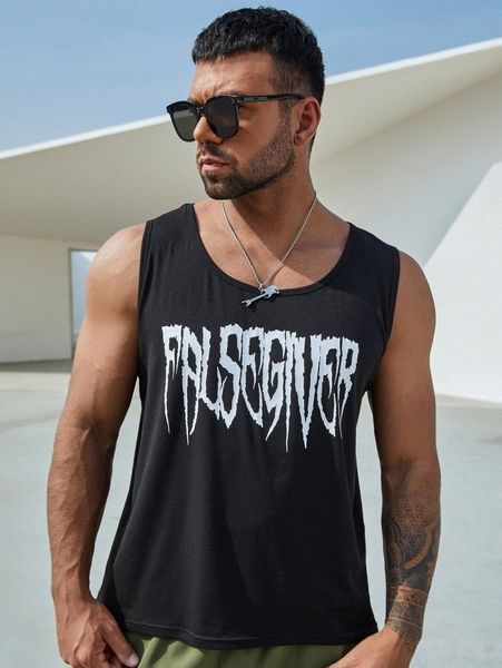 

extended sizes men letter graphic tank z8ay#, White;black