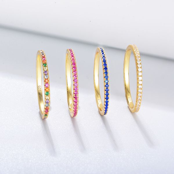

cross-border selling s925 sterling silver color ring zircon micro-inlaid full diamond ins female european and american fashion bracelet, Golden;silver