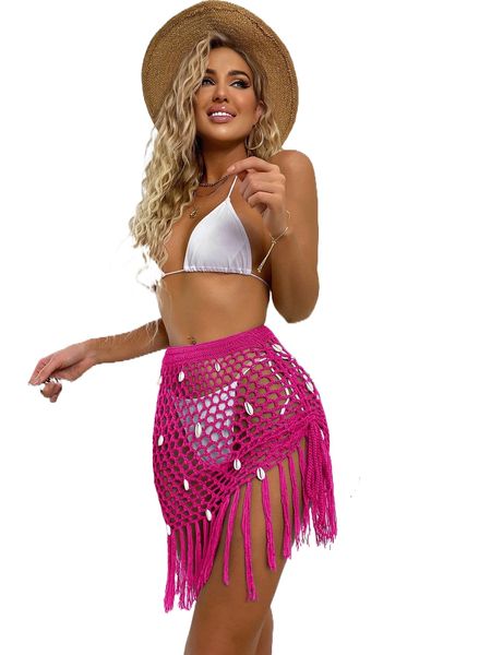 

knitted fringe hem cover up skirt m228#, White;black