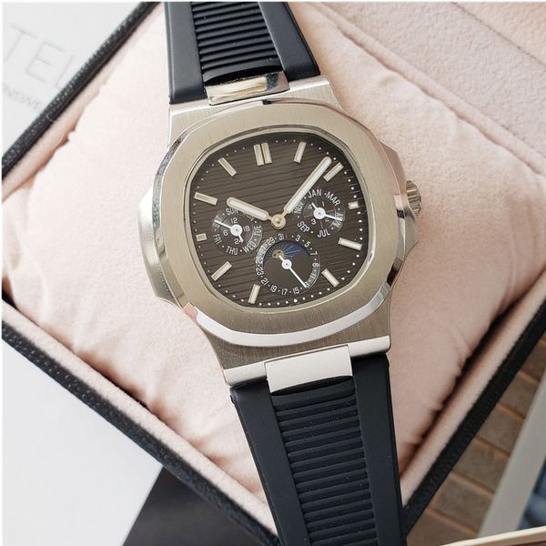

men's classic waterproof design, multi-function hollow design, aaa watches, rubber watchband, fashion quality mechanical watches wholes, Slivery;brown