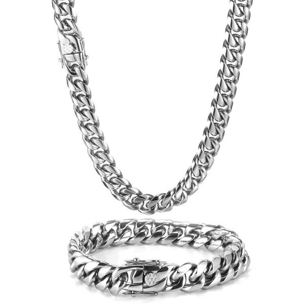 Ketten 6/8/10/12/14/16/18 mm schwere polierte kubanische Halskette Edelstahl Panzergliederkette Armband für Männer Frauen Geschenkketten