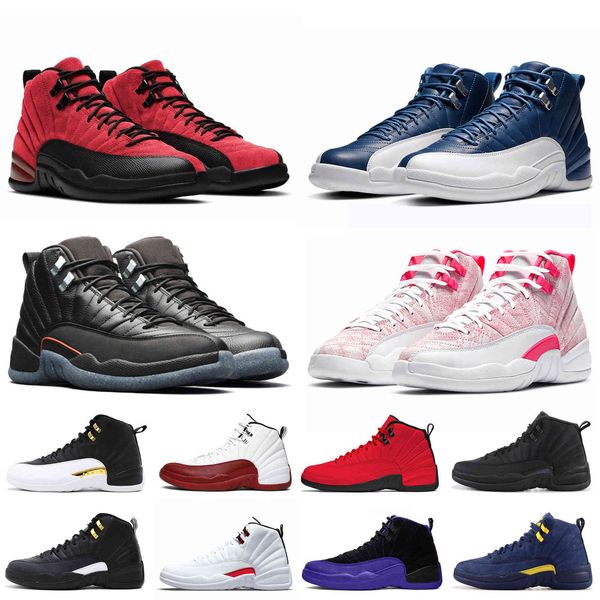 

12 12s men basketball shoes royalty grind triple black reverse flu game gym red the master mens trainers sports sneakers