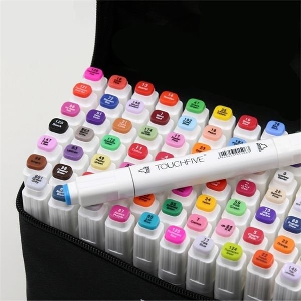 30406080Colors Dual Head Art Markers Pen Oily Alcoholic Sketch Marker Brush Pen Art Supplies für eine Manga-Zeichnung 210226