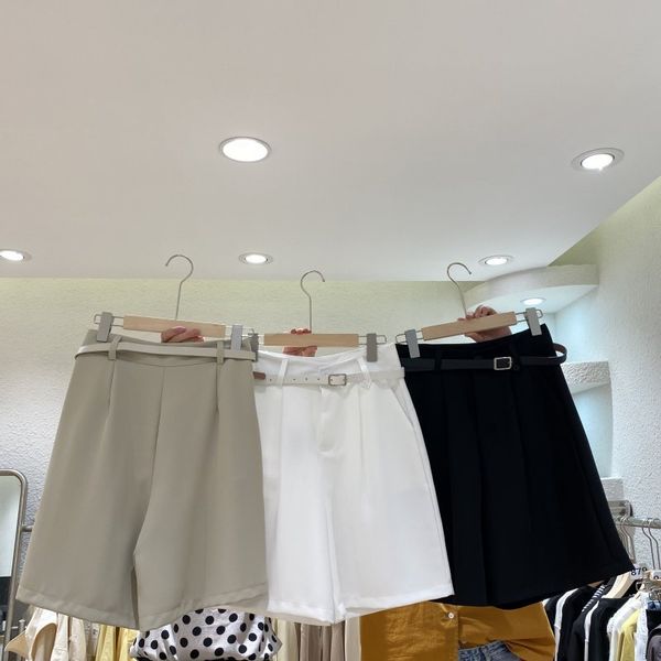

high waist shorts slim five point wide leg suit casual pants, White;black