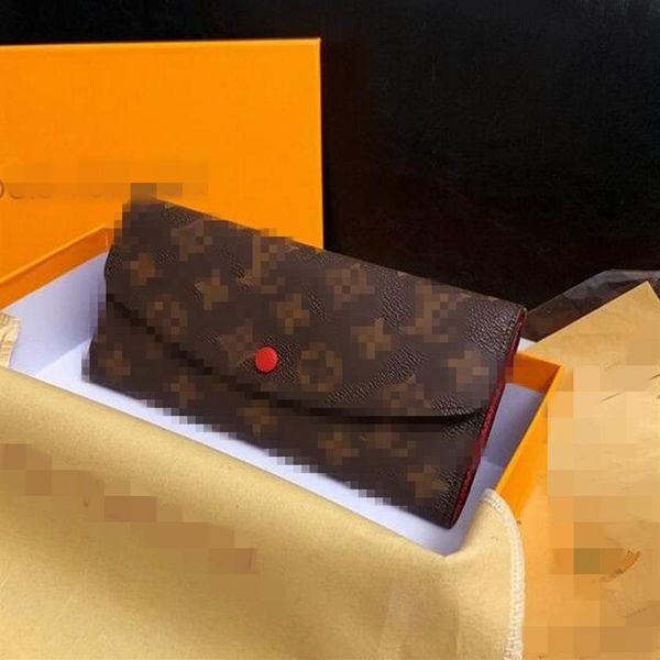 

5aaa long purses women men wallets l button bag leather black luxury wallet flower purse fashion card holders designer pocket tote252v, Red;black