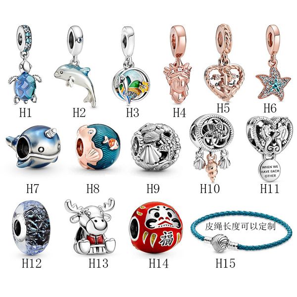 

ocean beads s925 sterling silver jewelry diy beads with cz fits pandora ale charm for pandoras bracelets for women european blue color brace, Black