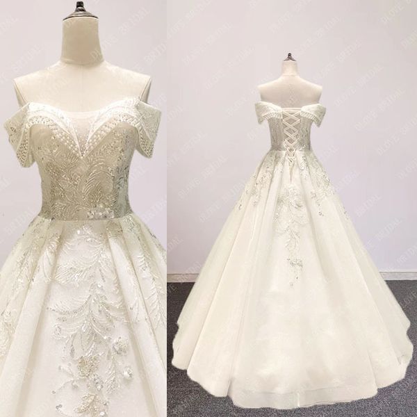 

a line wedding dress 2022 crystal lace beaded bridal collection set wedding gowns plus size, White