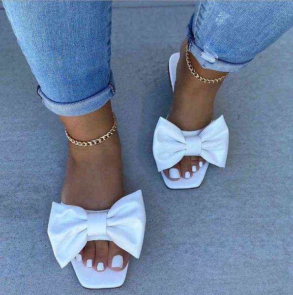 

beach flat shoes women casual sandals bowknot slippers indoor outdoor footwear anti-slip slides summer sandals ladies flip flops y220412, Black