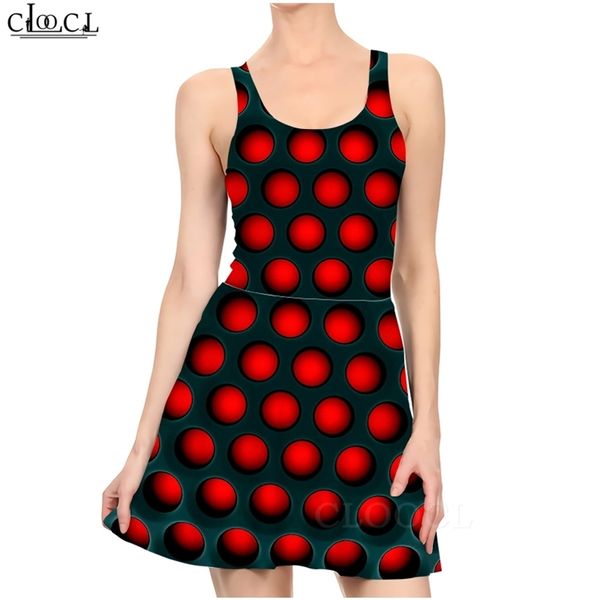 Retro Polka Dot Pattern 3d Prind Women Women Casual Fashion Dress sem mangas de praia slim slim 220617