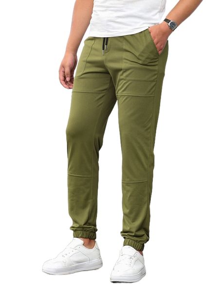 

men slant pocket drawstring waist sweatpants d6tb#, Black