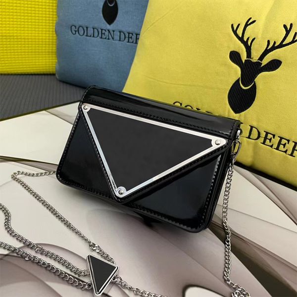 

mini big triangle chain bags designer women patent leather shoulder phone bag tiny cross body geometric purses triangle glossy fashion lady