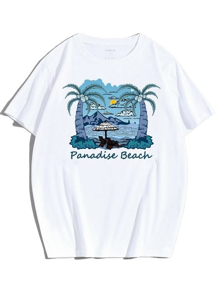 

men palm tree & letter graphic tee k8va#, White;black