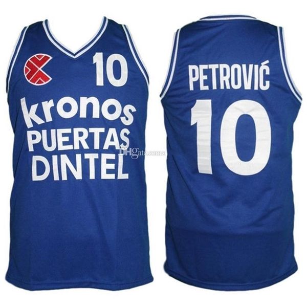 Nikivip Drazen Petrovic #10 Kronos Puertas Dintel Euro Retro Basketball Jersy