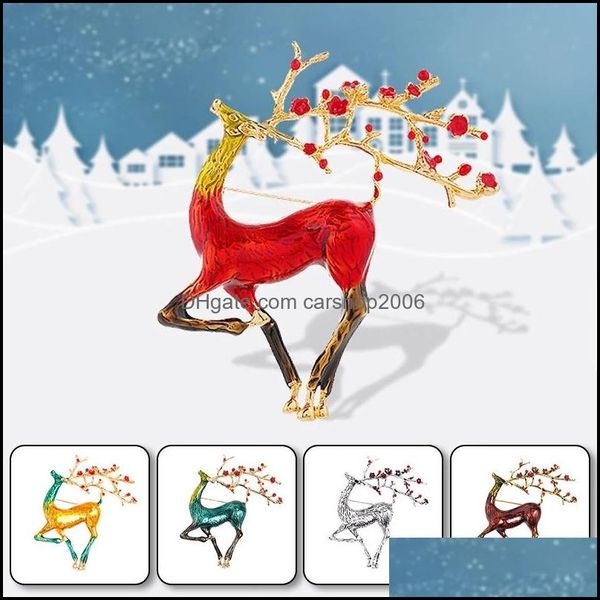 Pimler broşlar takılar colorf emaye kadınlar için büyük geyik Noel moda pimi hayvan tasarımı güzel broş iyi hediye xmas damla teslimat 20