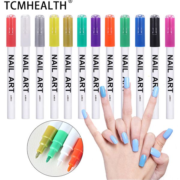 12Colors 3D Painted Drawing Nail Gel Point Flower Pen per Nail Art Design fai-da-te Pennarello per pittura multicolore