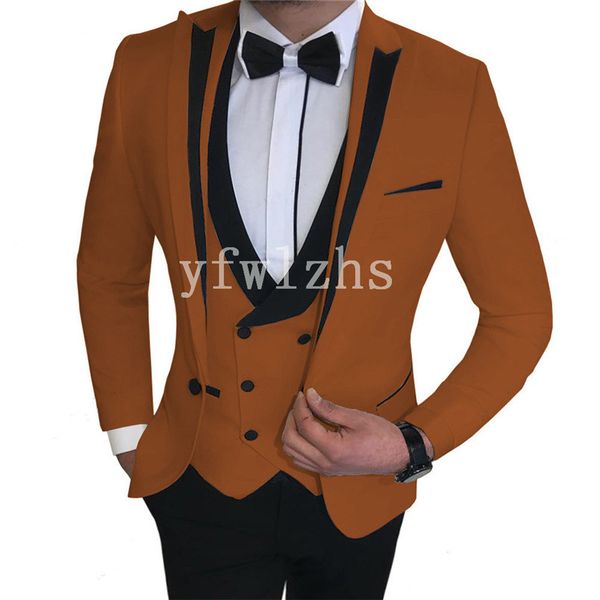 

handsome one button man's suits peak lapel groom tuxedos groomsmen wedding/prom/dinner man blazer jacket pants vest tie n0111, Black;gray