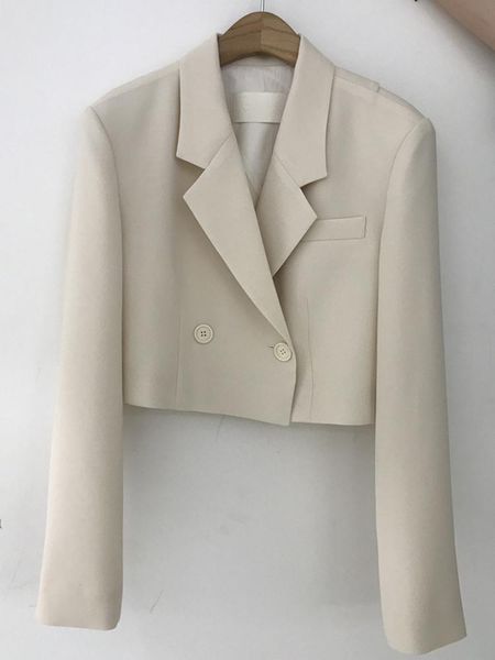 

women's suits & blazers hollowed out blazer for women lapel double breasted long sleeve solid color split design suit jacket 2022 autum, White;black