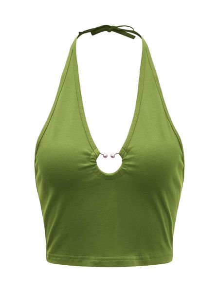 

plus ring detail halter w7jh#, Black