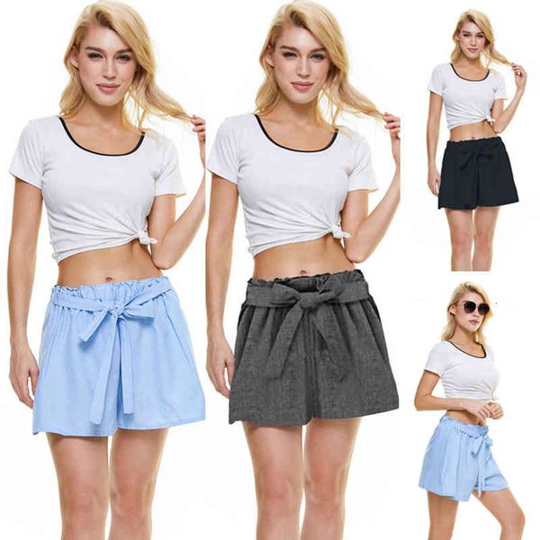 

women's pants & capris 2022 solid stretch waist plus loose shorts c8me, Black;white