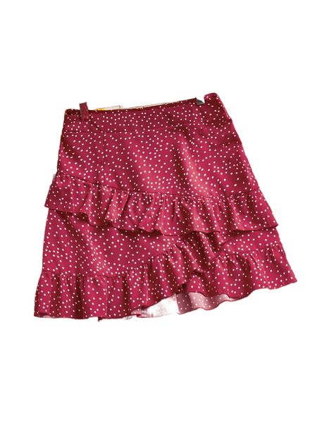 

polka dot ruffle wrap hem skirt u4ut#, Black