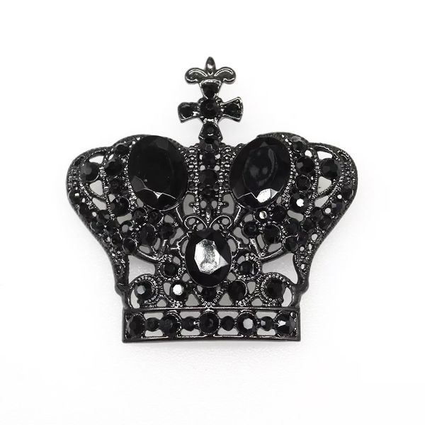 

30 pcs/lot custom fashion jewelry brooches black crystal rhinestone crown shape brooch pin for decoration, Gray