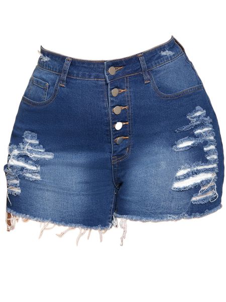 

plus high waist ripped raw trim denim shorts c258#, White;black