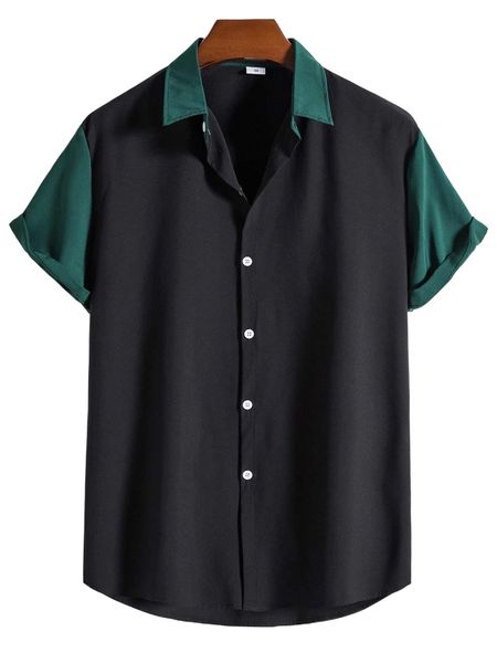 

men color block shirt a9df#, White;black