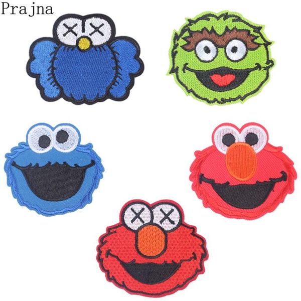 

prajna anime sesame street accessory patch cookie monster elmo big bird cartoon ironing patches embroidered patches for kids cloth265o, Silver