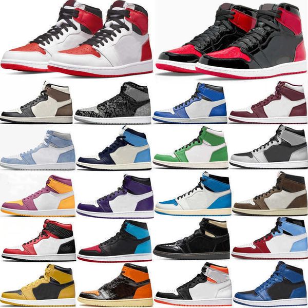 

1 1s basketball shoes man woman mens sneakers rebellionaire unc heritage hyper royal og dark mocha university blue retro bred patent, Black