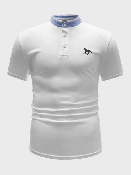 

men animal print polo shirt 44vm#, White;black