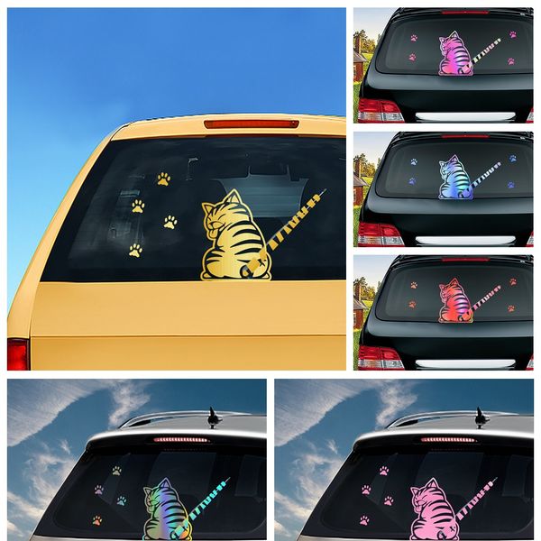 

cat moving tail paws car stickers 3d creative cartoon auto rear windshield vehicle window wiper decal styling decoration sticker