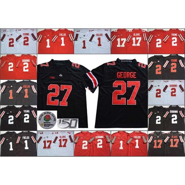 

xflsp ohio state buckeyes jersey justin fields chase young archie griffin master teague iii chris olave kj hill 150th stitched, Black