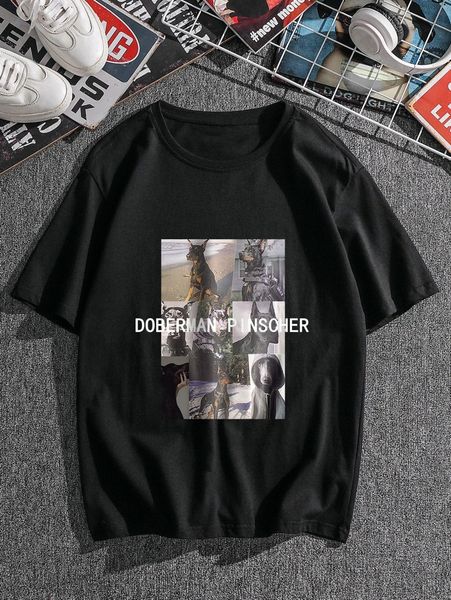 

men letter & dog print tee k2j5#, White;black