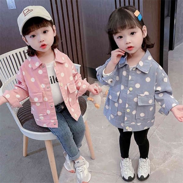 

coat for girl dot pattern girl coat outerwear casual children's jacket spring autumn clothes girl 210412, Blue;gray