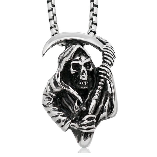 Collana con ciondolo con teschio gotico Grim Reaper da 10 pezzi per uomo donna gioielli