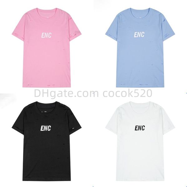 

mens personality hole letter print tee womens short sleeve t shirts four colors couples street clothing asian size s-2xl, White;black