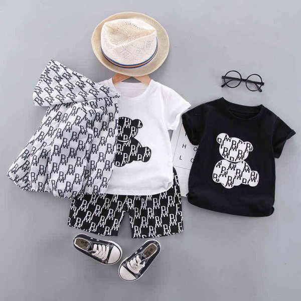 

toddler boys girls full print letter 3pcs clothes set 2022 summer baby infant thin sunscreen jacket+t-shirt+shorts kids clothing g220509, White