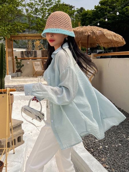 

dazy solid drop shoulder shirt without camisole s9mh#, White