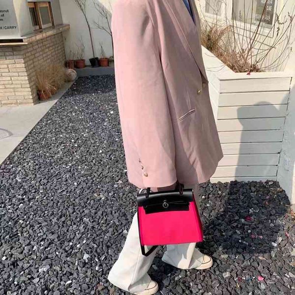 

original edition designer classic hremm bags niche design 2023 spring new h home contrast canvas kelys's bag messenger mi tkja