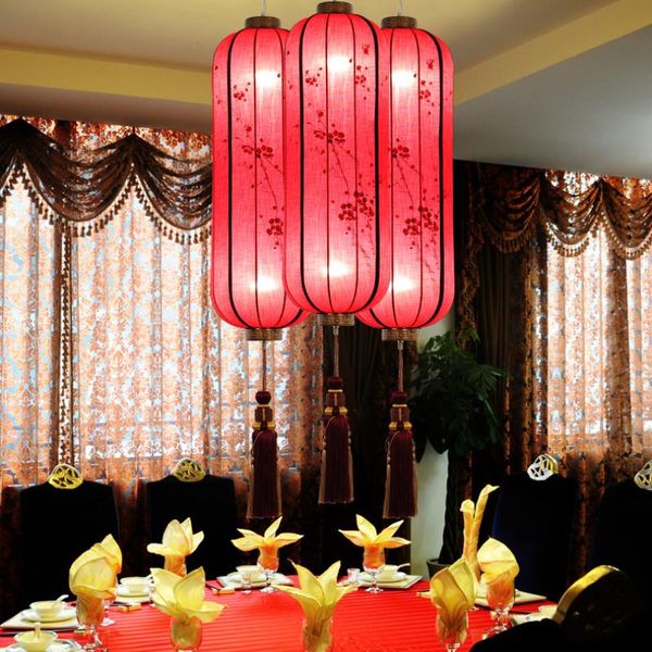 Lampade a sospensione Lampadario a lanterna personalizzato Sala da pranzo / soggiorno in stile cinese rosso Arte classica Lampada da scala creativa AntiquePendant