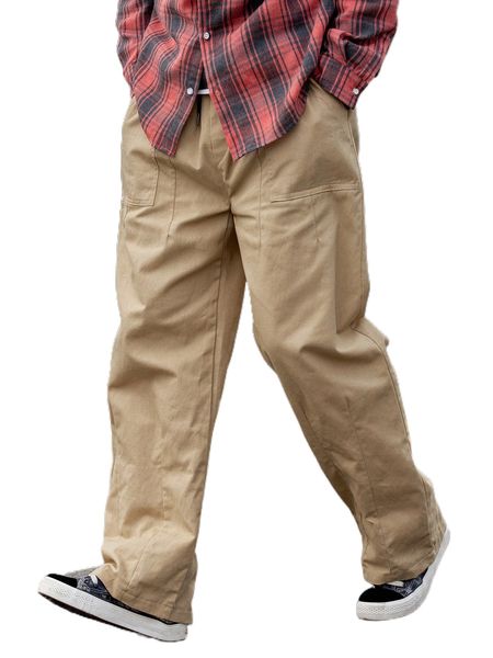 

men pocket wide leg pants u99u#, Black