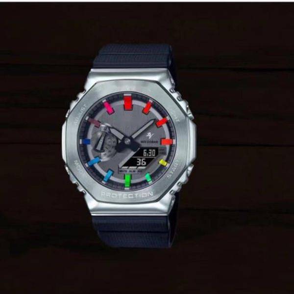 

2022 watch new g display 2100 electronic watch world time automatic hand light available wholesale -, Slivery;brown