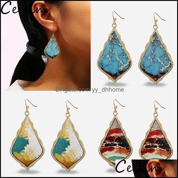 

charm earrings jewelry vintage renaissance oil painting leather earring for women geometric leaf drop hand craft boho delivery 2021 s91ty, Golden