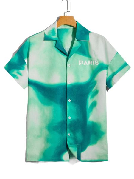 

romwe guys letter graphic button front shirt 08wi#, White;black