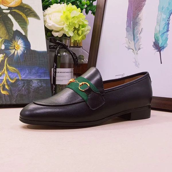 

classic women dress shoes 100% authentic cowhide metal buckle lady black leather letter flat shoe mules princetown men trample lazy casual l