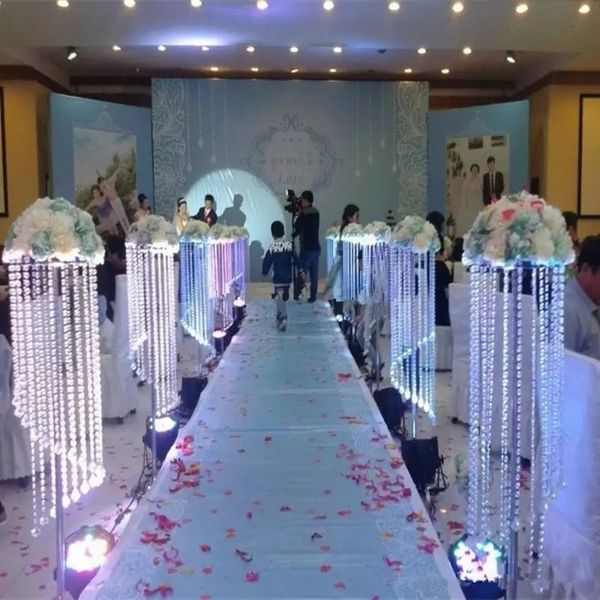 Peça central do casamento de cristal acrílico peça central de 110 cm de decoração de festas de casamento de altura Leads c0627n1
