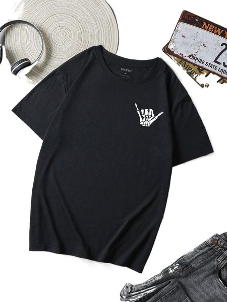 

men finger skeleton print tee z3at#, White;black