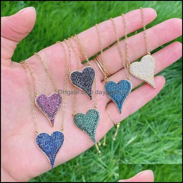 

chains necklaces pendants jewelry 5pcs dainty cubic zirconia heart shaped colorf heart-shaped pendant statement women gold dh1pe, Silver